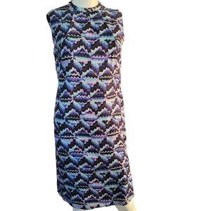 Vintage Silk Dress Sleeveless With Sheer Sequin Jacket Blue/Purple S